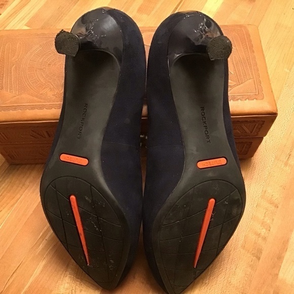 Rockport total motion trutech Kaiya black kitten heel pointy toe suede pumps 7 M - Picture 7 of 9